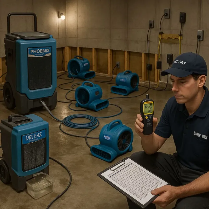 Structural Drying and Dehumidification process in Sublette, KS